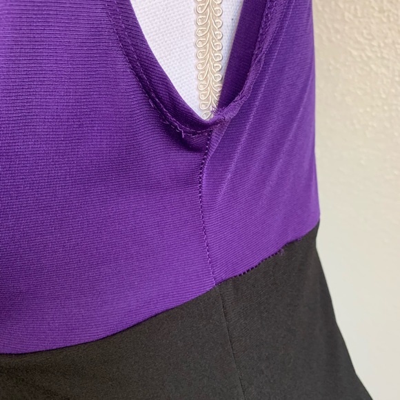 Enfocus Studio Black & Purple Midi Dress Size 10 - Picture 14 of 16